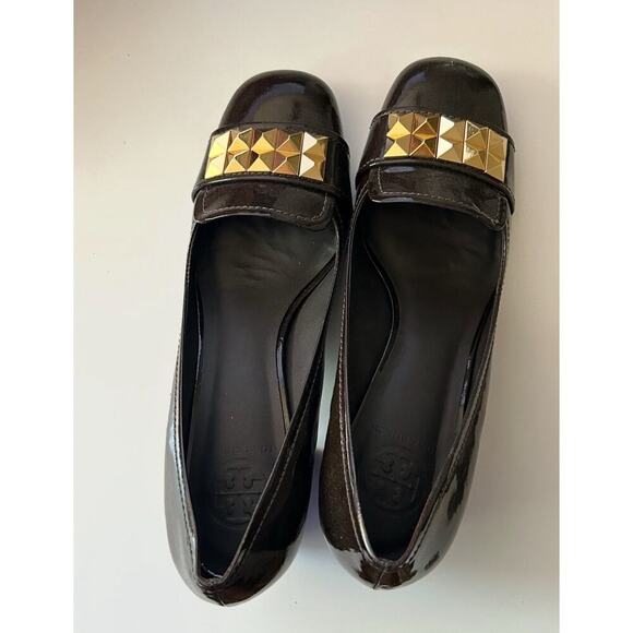 Tory Burch Two Inch Heels Dark Brow Parent Leather Size 8.5 Retails $325 - Picture 3 of 10